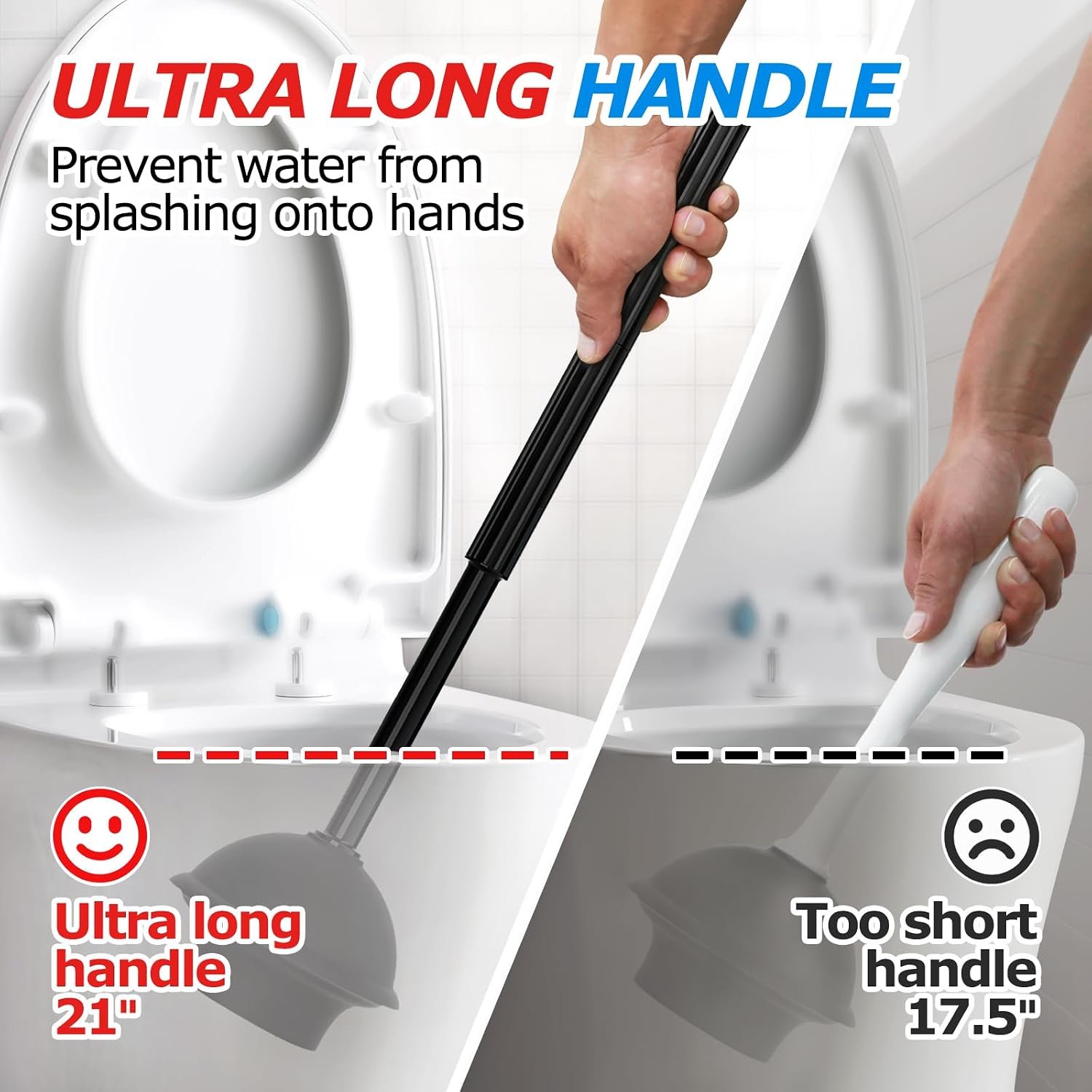 FORASTO 2in1 Toilet Brush and Plunger Set - Bathroom Bowl Holder Combo - Image 2