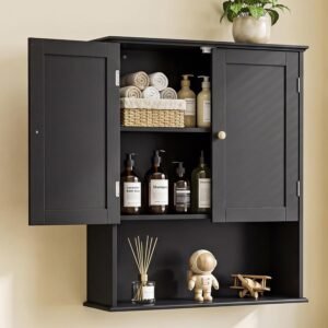 Bathroom Wall Cabinet, Black 30R...