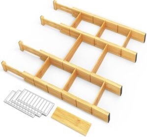 SpaceAid Bamboo Drawer Dividers wit...