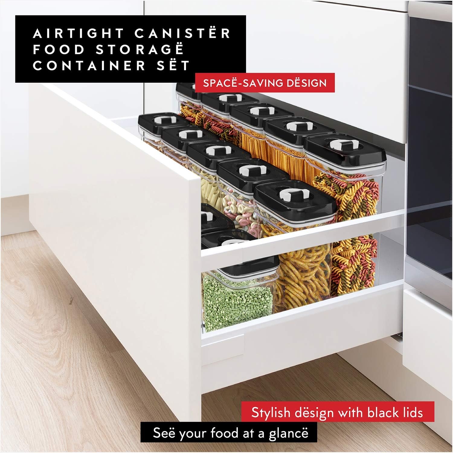 DWËLLZA KITCHEN Airtight Food Storage Containers with Lids – 6 Piece Set Air Tight Kitchen Storage Containers for Pantry Organization and Storage - Clear Plastic BPA-Free - Keeps Food Fresh & Dry - Image 6