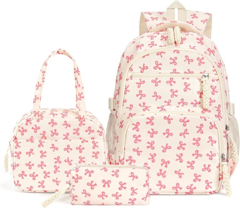 Coquette Bow Backpack - Cute Kawaii Backpack Set Aesthetic Daypack Coquette Rucksack (A01 Bow Pink)