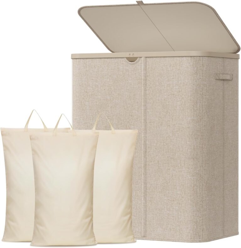Lifewit 185L 3 Section Laundry Hamper with Lid, Laundry Basket, Beige