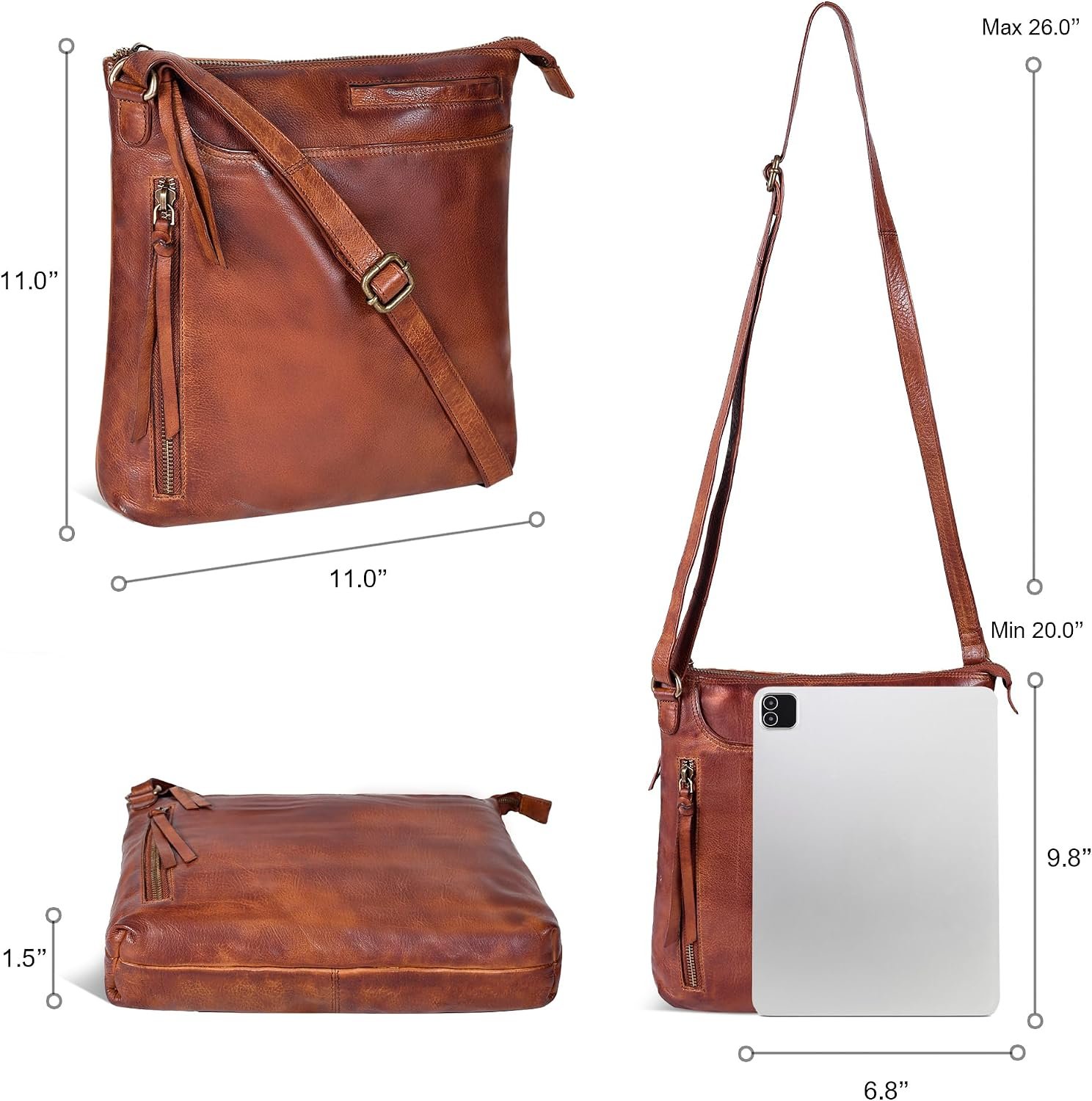 Genuine Leather Crossbody Bag For Women - Medium Cross Body Handbag Purse - Image 7