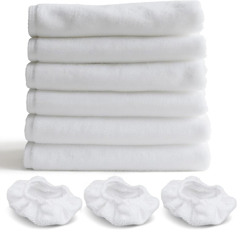Waitbird 6 Pack Microfiber Mop Pads and 3 Pack Ironing Cloths Set Replacement, Compatible Steam Cleaner STC-EU168, Washable and Reusable, White