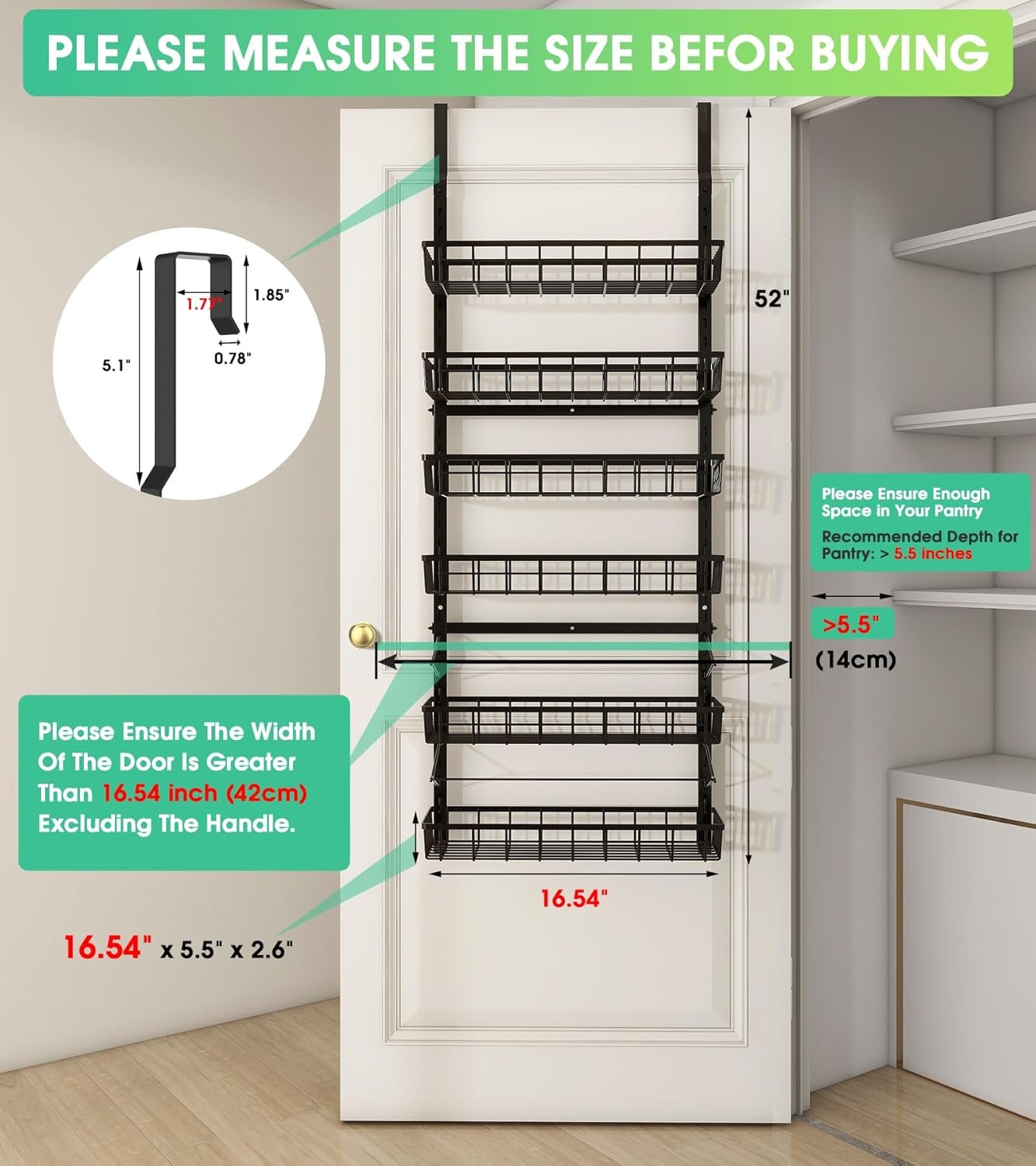 Mefirt Over The Door Pantry Organizer, Pantry Storage and Organization - Image 2