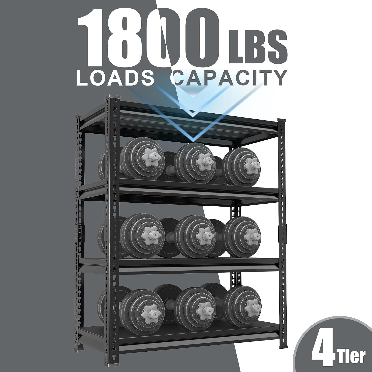 40" W Garage Shelving Heavy Duty,1800LBS Loads Metal Shelving Units and Storage,4-Tier Garage Storage Shelves Heavy Duty, Industrial Utility Shelves,40”W x 16”D x 72”H(Black) - Image 7