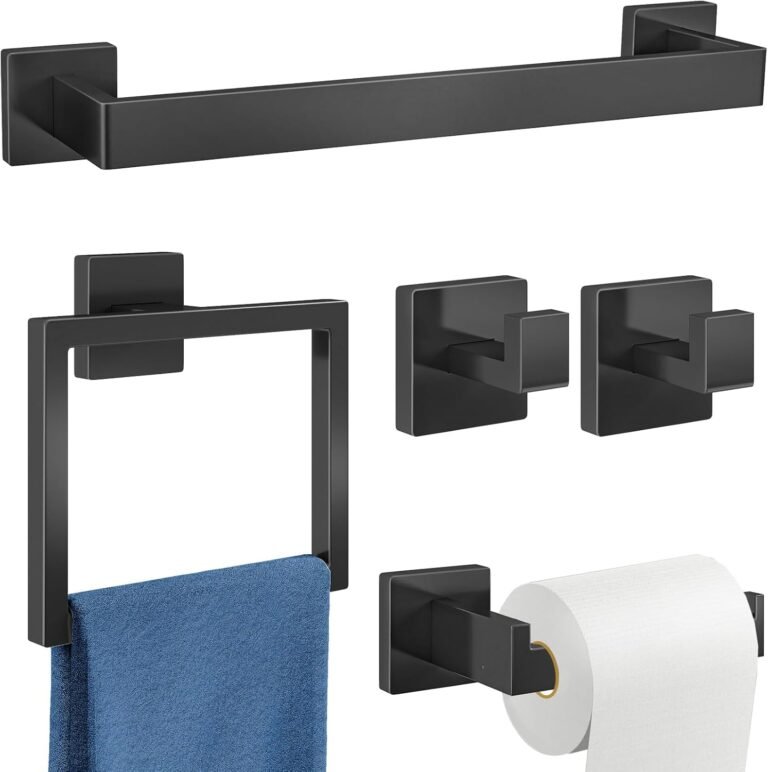 Gypie Bathroom Hardware Accessories Set, 5-Piece 16In Black Wall Mounted