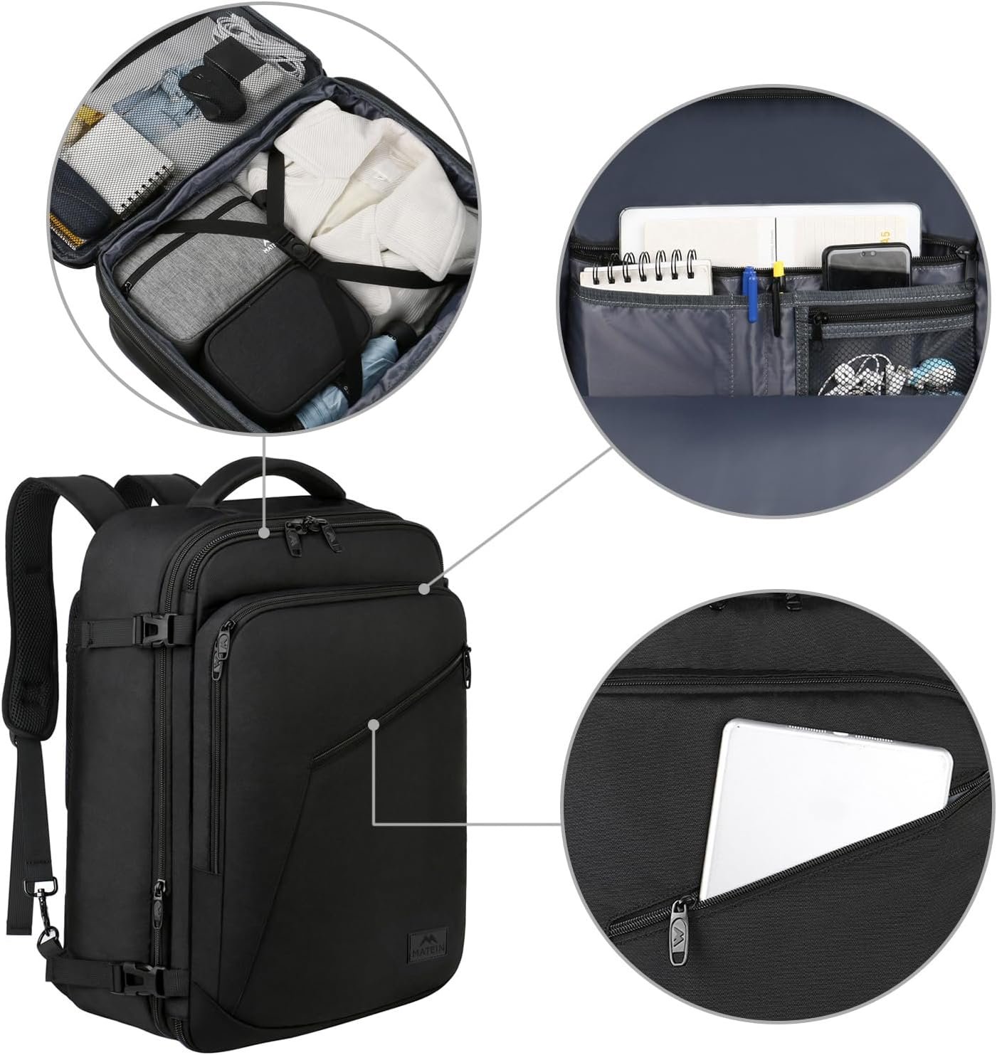 MATEIN Carry on Backpack, Extra Large Expandable Travel Backpack for Men - Image 7