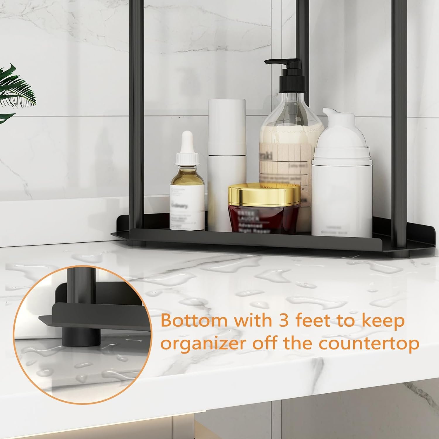 Jesginboo 2 Tier Bathroom Counter Organizer, Vanity Organizer Corner Shelf - Image 3
