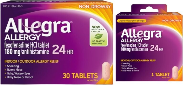 Allegra Adult 24-Hour Allergy Relief Tablets, Non-Drowsy Indoor and Outdoor Allergy Medicine, 180 mg Fexofenadine HCI Antihistamine Pill, 30 Count Plus 1 Count Travel Pack