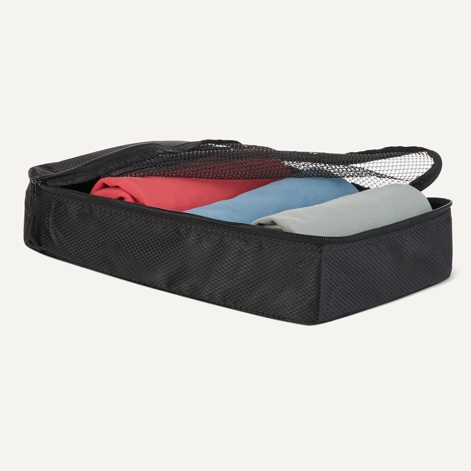 Amazon Essentials 4-Piece Space-Saving Packing Cubes Travel Accessories Set, Luggage Organizer with Double Zipper, Mesh Top, Small/Medium/Large/Slim, Black (Previously Amazon Basics) - Image 3