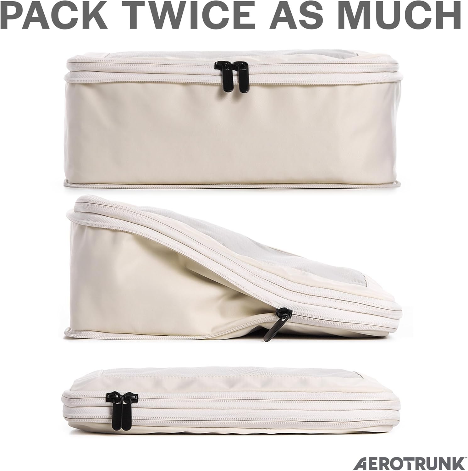 Aerotrunk Compression Packing Cubes for Travel, 6-Pack, Beige - Image 2