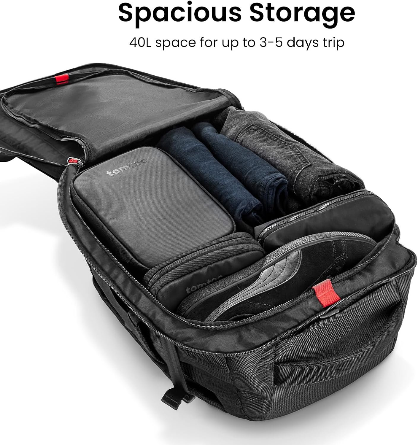 tomtoc Travel Backpack 40L, TSA Carry On Bag Flight Approved, PFAS Free - Image 2