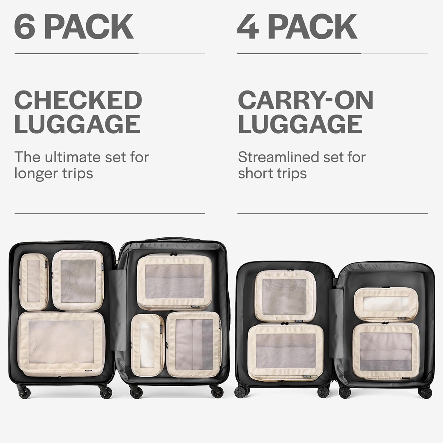 Aerotrunk Compression Packing Cubes for Travel, 6-Pack, Beige - Image 4