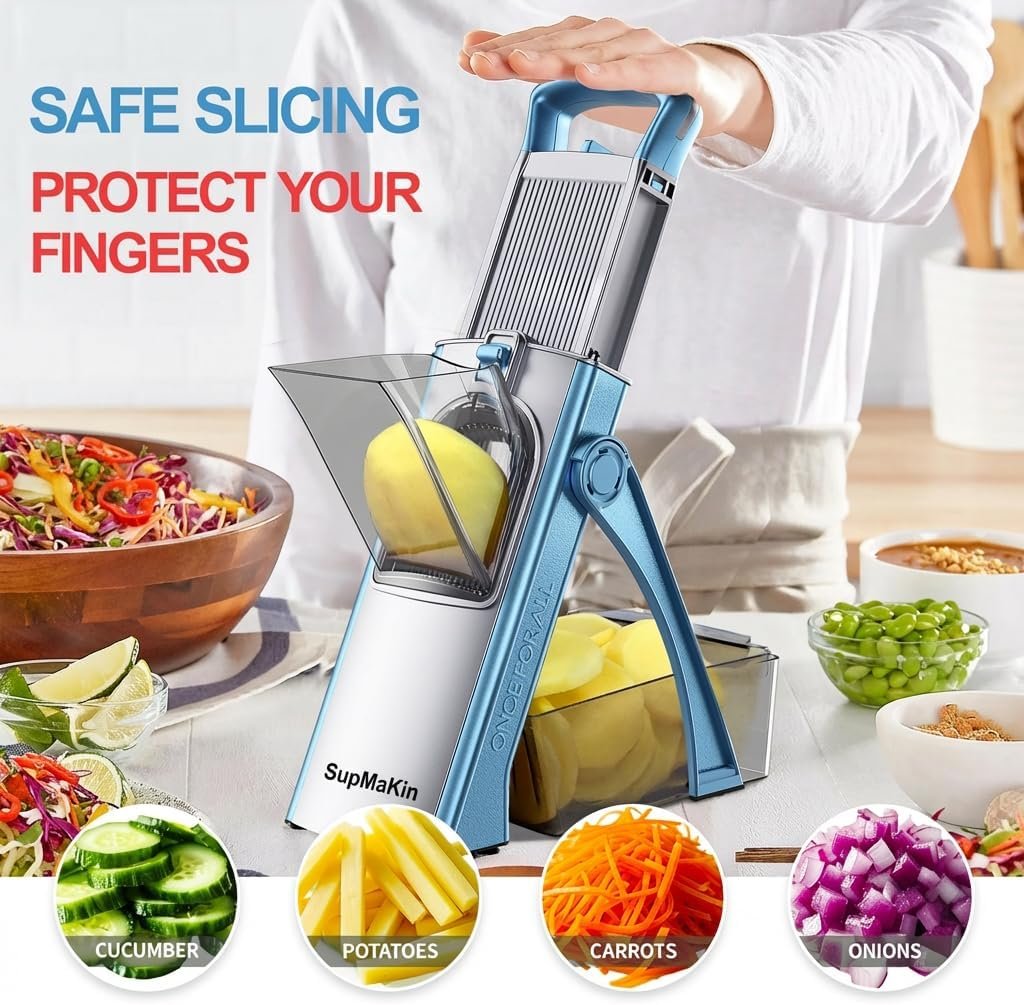 SupMaKin Safe Mandoline Slicer Plus for Kitchen Adjustable Potato Slicer - Image 2