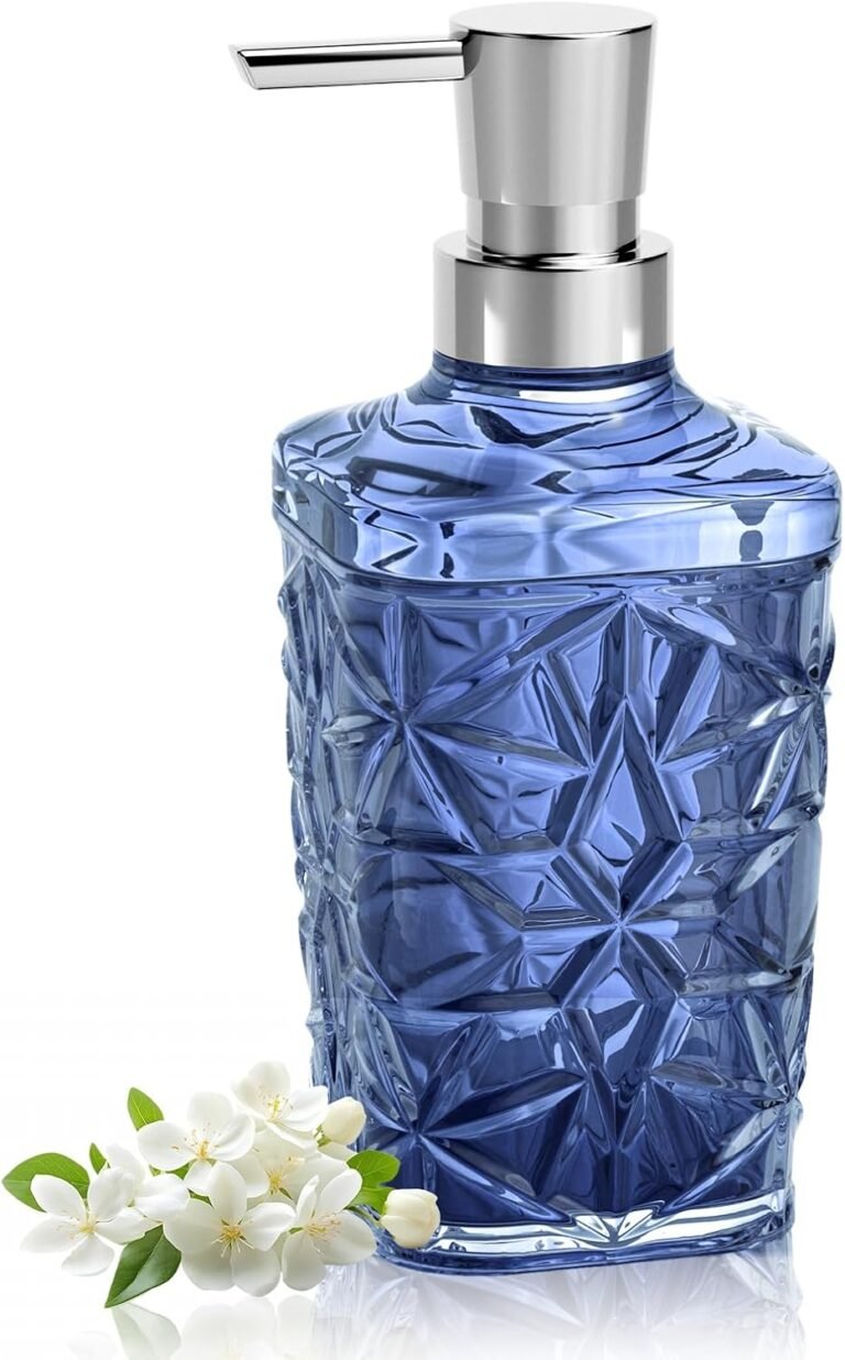 12 Oz Navy Blue Soap Dispenser with Rust Proof Pump for Bathroom & Kitchen