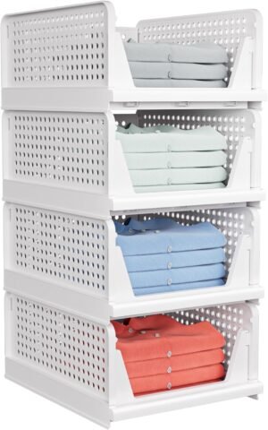 caktraie 4 Pack Stackable Closet St...