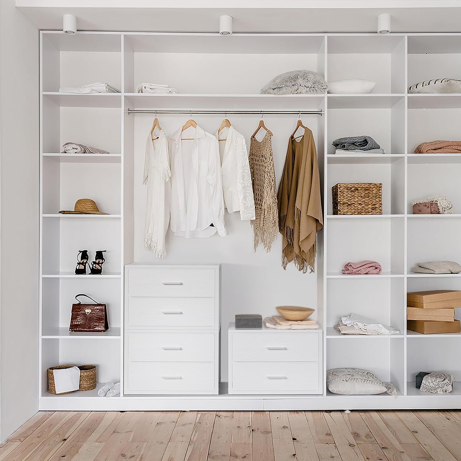 BOLUO Stackable Storage Drawers Closet Organizers and Storage Fabric White 2 Drawer Dresser for Bedroom 2 Packs Modern - Image 2