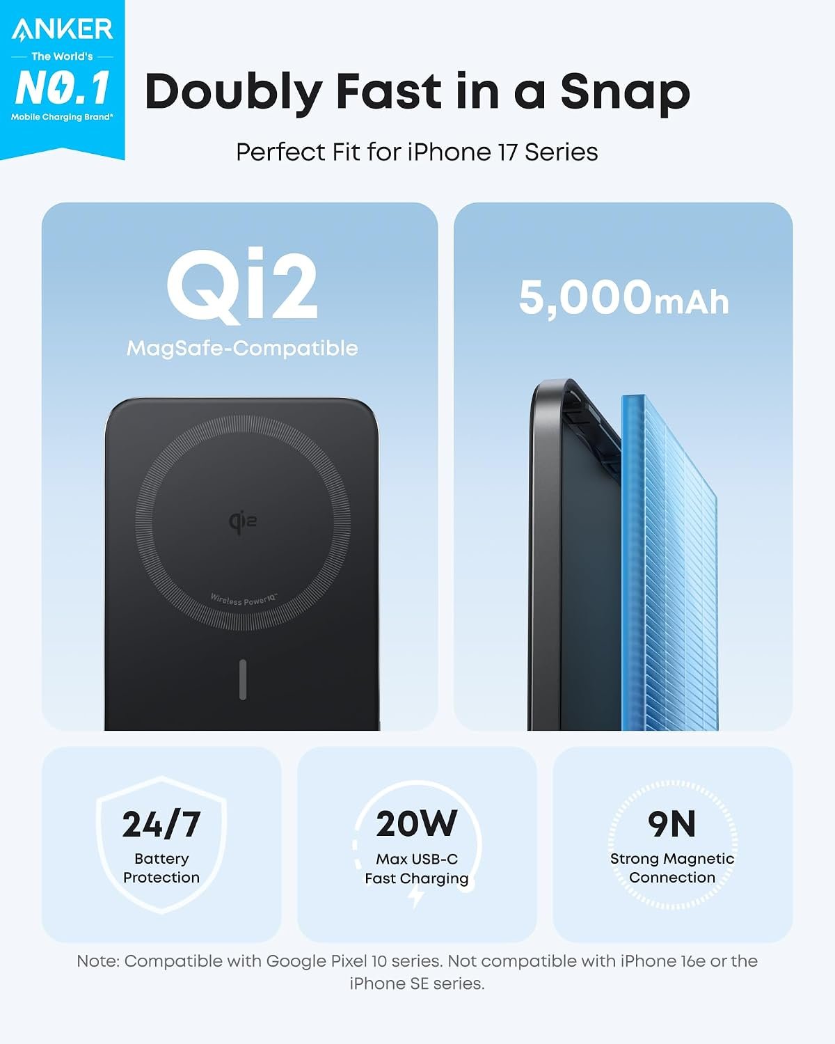 Anker Nano Magnetic Power Bank, 5,000mAh Qi2-Certified 15W Portable Charger - Image 2