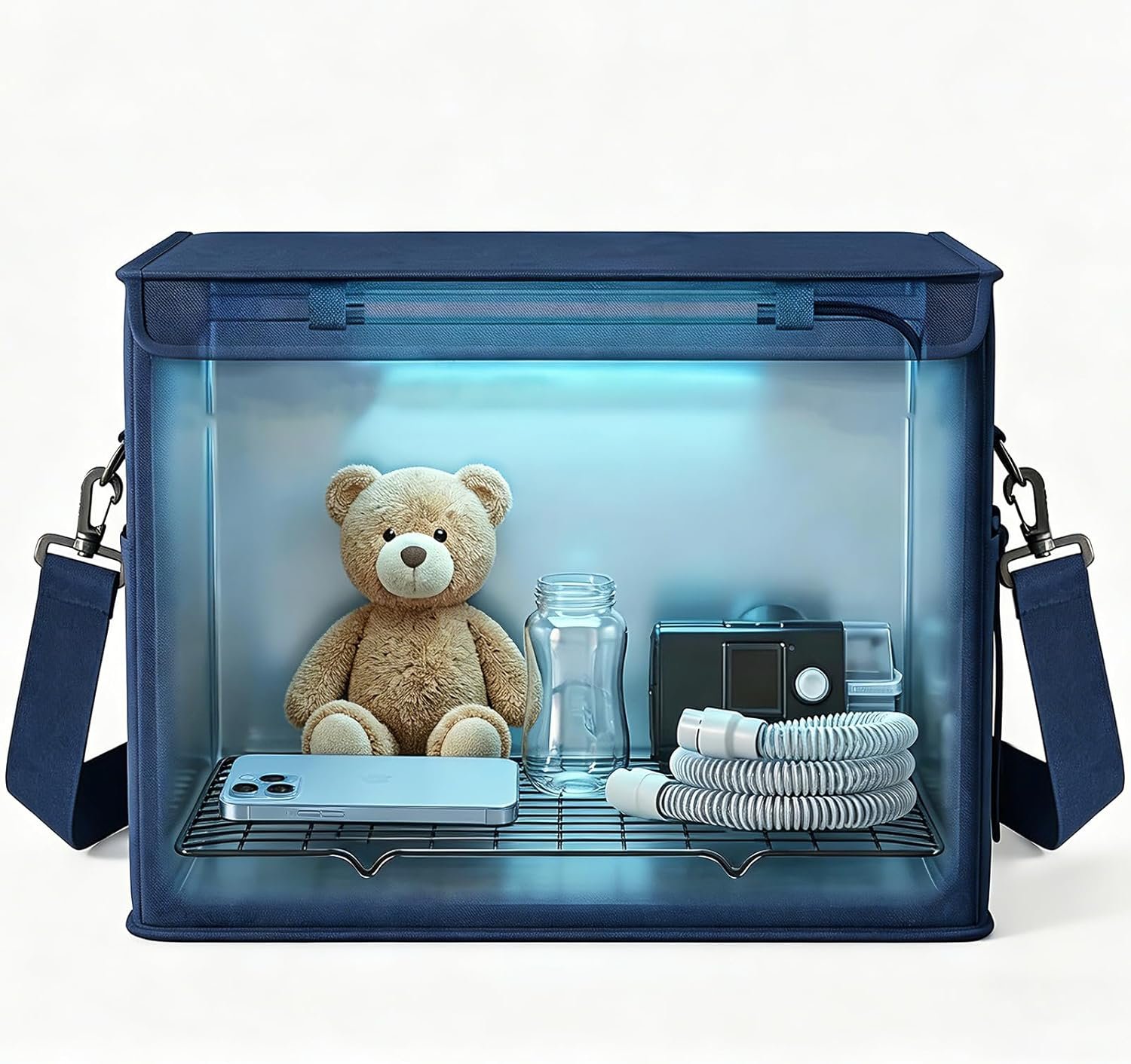 UV Light Sanitizer Box Foldable Large Cleaner and Sanitizing Machine with Timer UVC Light Sanitization Bag Household for Cell Phone,Earphones,Plush Toys,Towels,Keys,Brushes and Combs(36L)