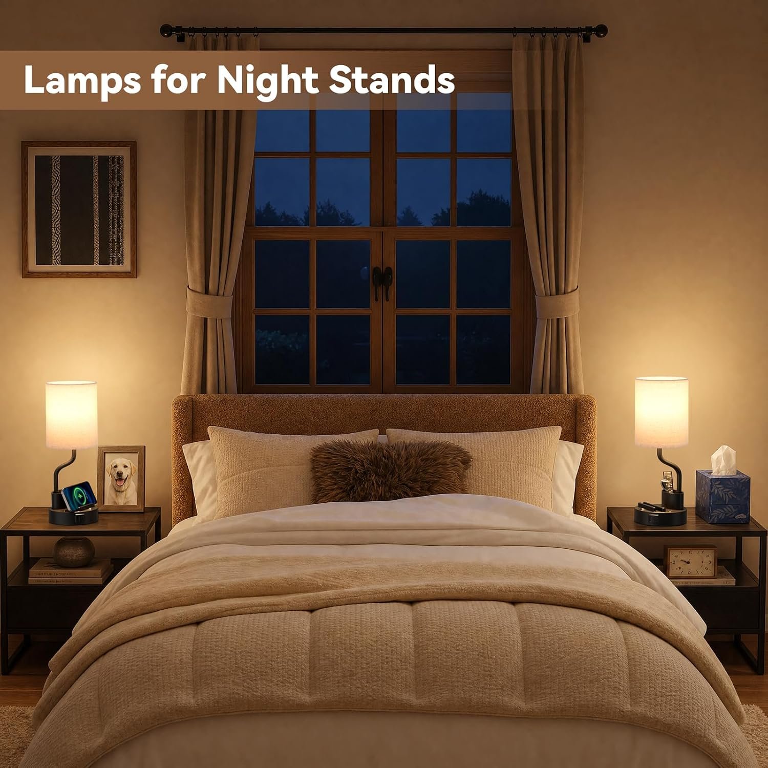 Fenmzee Bedside Lamps for Bedroom Set of 2 - Table Desk Lamp for Nightstand - Image 3