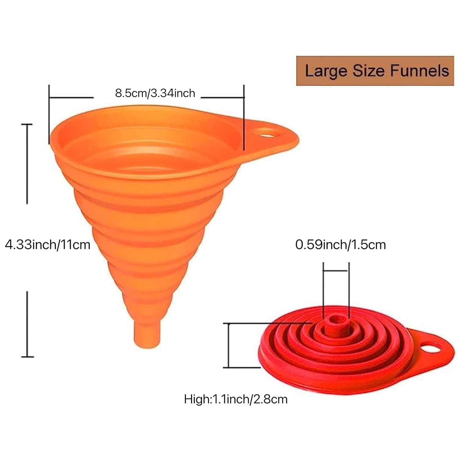 Kitchen Funnel Set 4 Pack, Small and Large, Kitchen Gadgets Accessories Foldable Silicone Collapsible Funnels for Filling Water Bottle Liquid Transfer Food Grade - Image 3