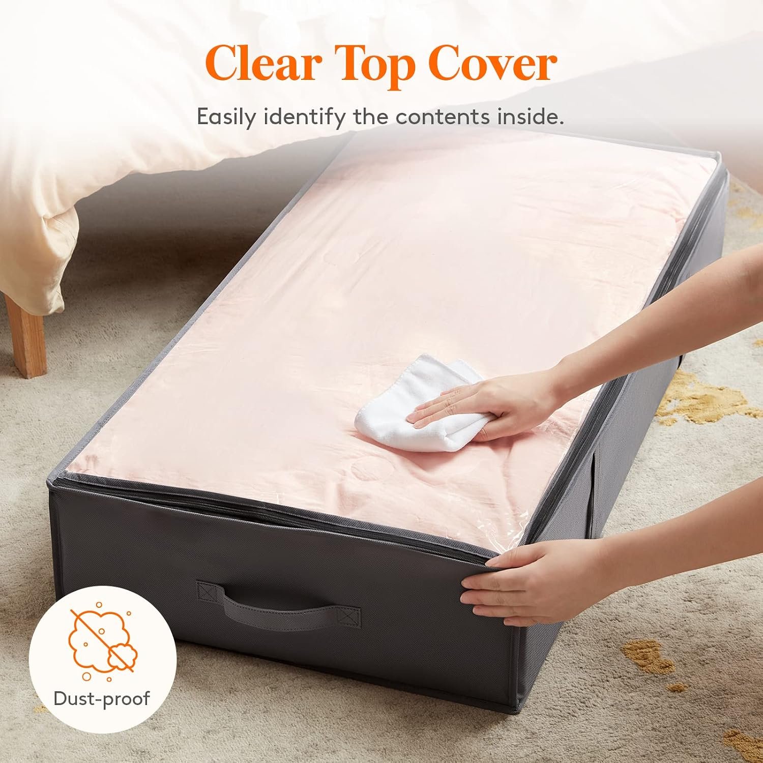 Lifewit 95L 4 Pack Under Bed Storage Containers, Large Capacity Blanket Storage Bags with Reinforced Handle, Organization and Storage for Comforters, Sheets, Clothes, Bedroom, College Dorm, Grey - Image 5