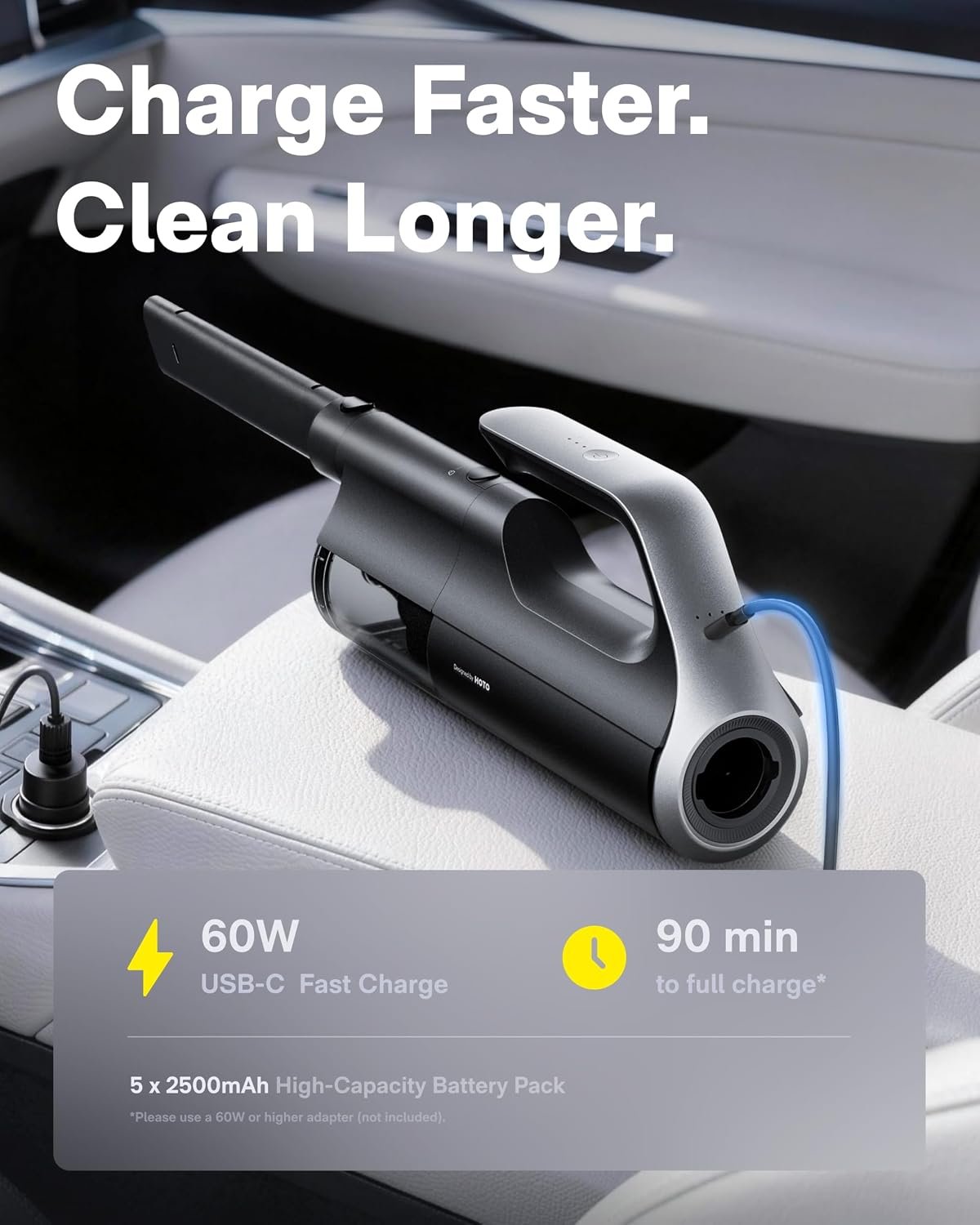 HOTO BlowVac™ Car Vacuum Cleaner High Power, Hand Vacuum Cordless, 23000Pa - Image 6