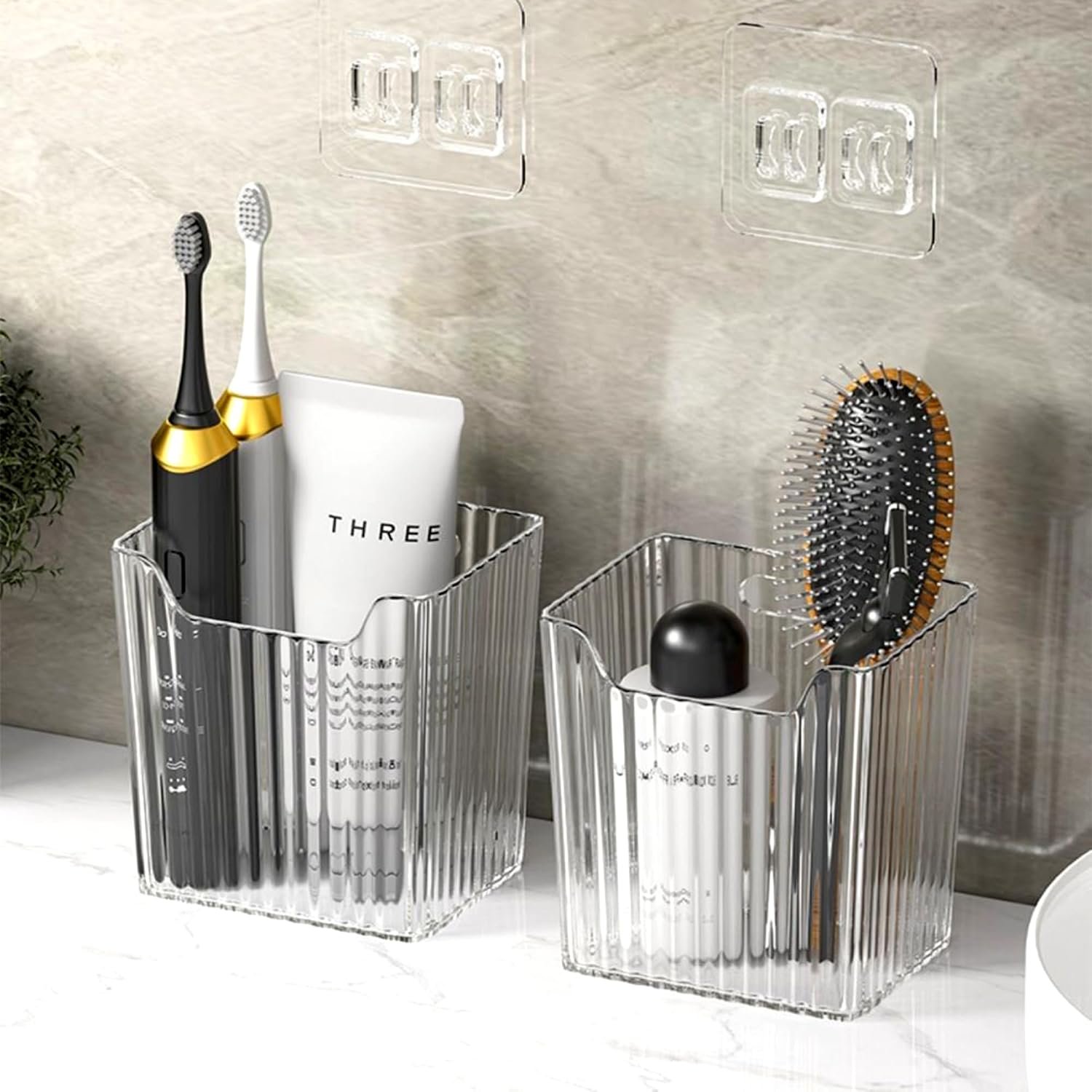 4 Pack Acrylic Wall Mount Organizer, Adhesive Cabinet Door Storage Bins, Clear Makeup Containers, Stackable Organizer Basket for Kitchen, Bathroom, Cabinet, Pantry, Office - Image 6