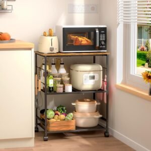ThreeHio Rolling Kitchen Microwave ...