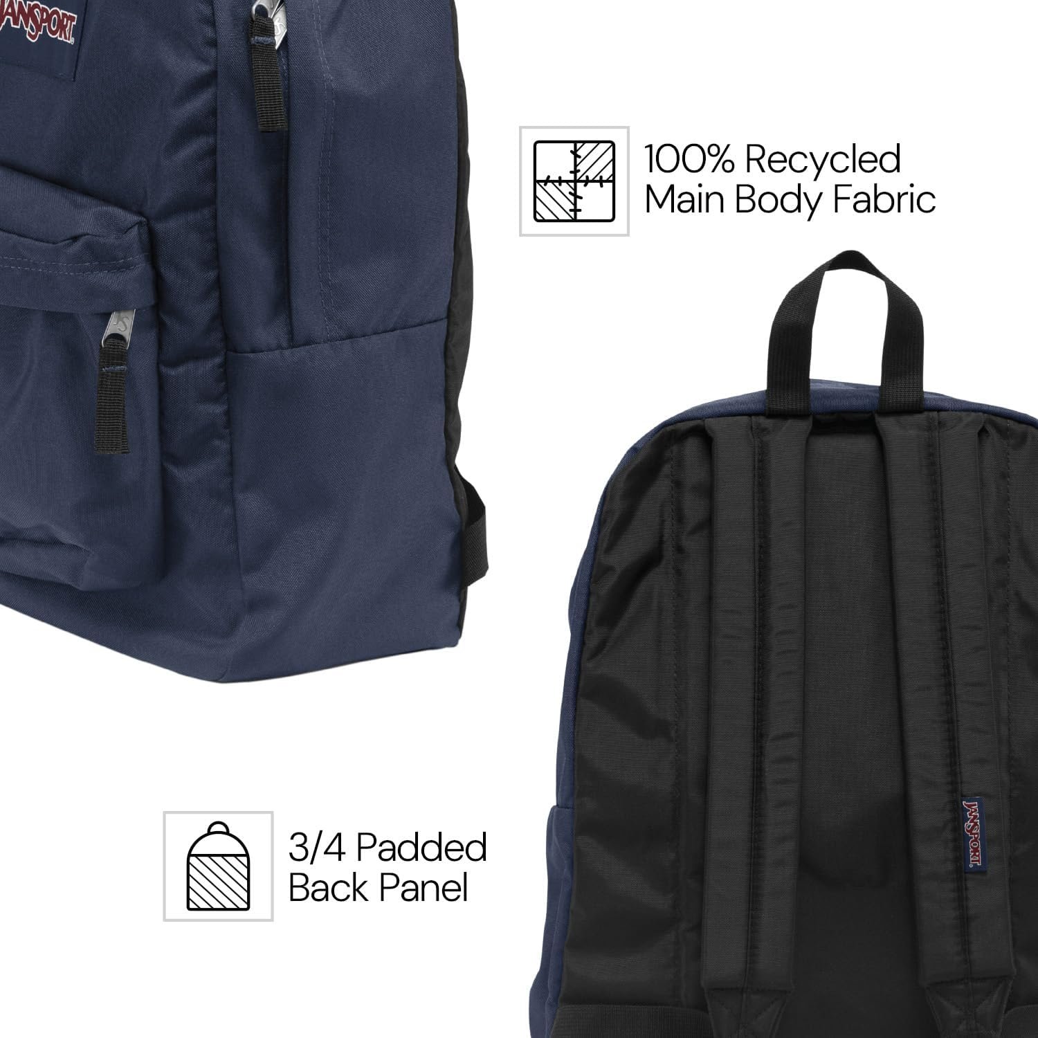 JanSport SuperBreak One Backpacks - Durable, Lightweight Bookbag with 1 Main Compartment, Front Utility Pocket with Built-in Organizer - Premium Backpack, Red Tape - Image 3