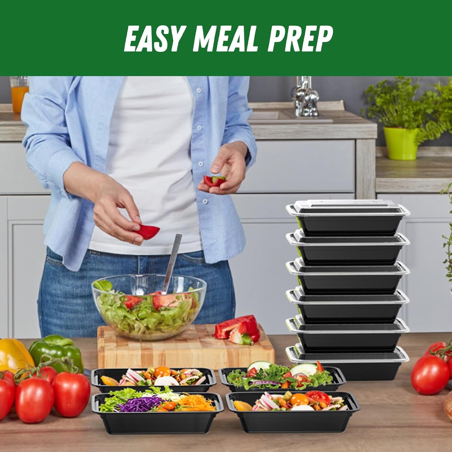 Dealusy 50 Pack (100-Piece) 32 oz Meal Prep Containers Reusable with Lids - Image 6