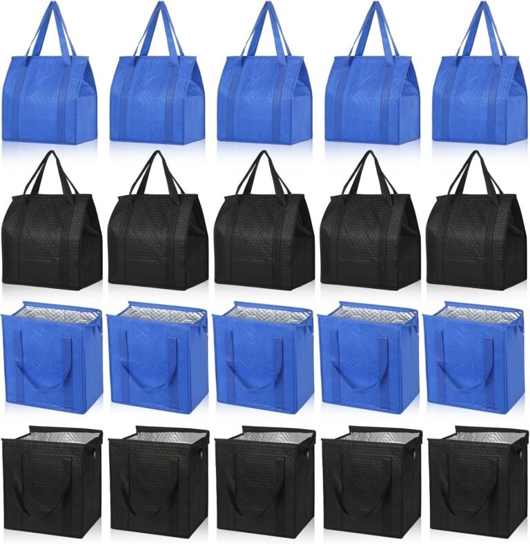 VZZNN 20 Pack Insulated Grocery Cooler Bag, Reusable Foldable Zipper Tote