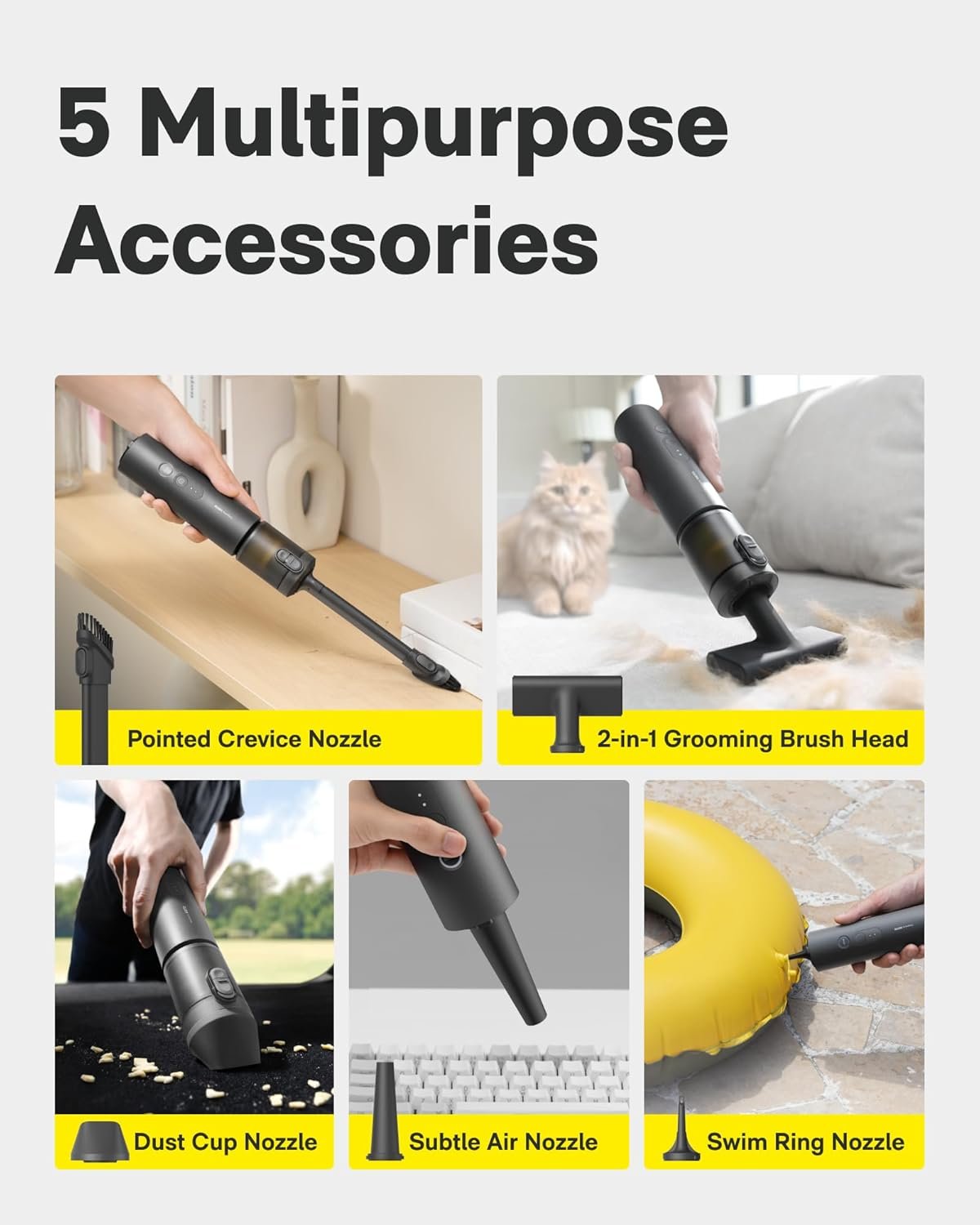 HOTO Car Vacuum Portable Cordless, 4-in-1 Mini Handheld Vacuum, 20000Pa - Image 4