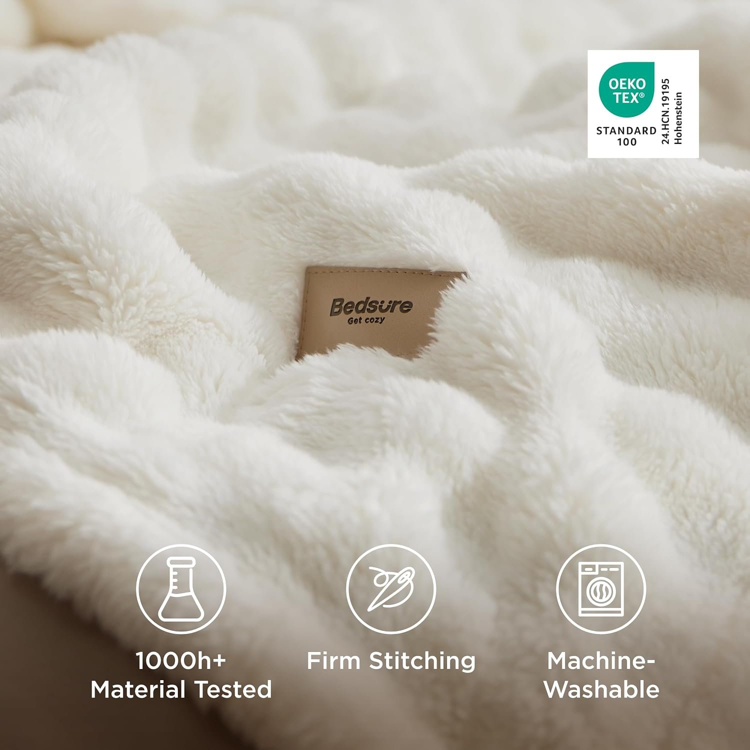 Bedsure 3D Cloud Bubble Blanket, Soft Cozy Throw, Off White, 50"×60" - Image 5