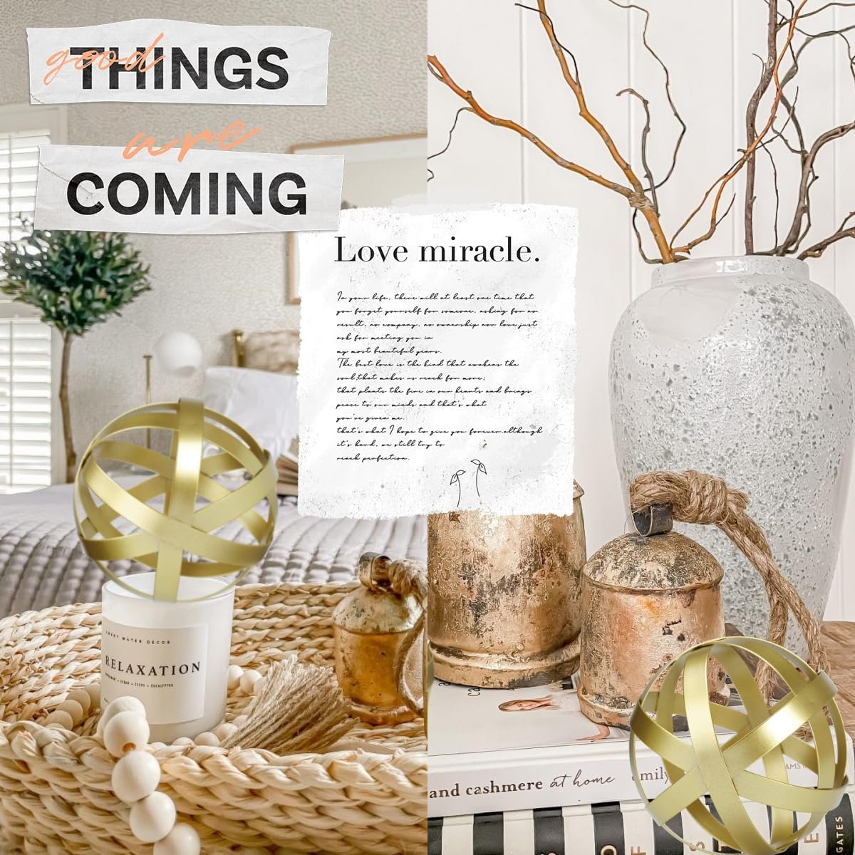 Gold Decor for Living Room Bedroom Bookshelf Coffee Table, Modern Style Figurine Decorative Ornaments Home Decor for Shelves (4.5" Modern Decorative Ball) - Image 5