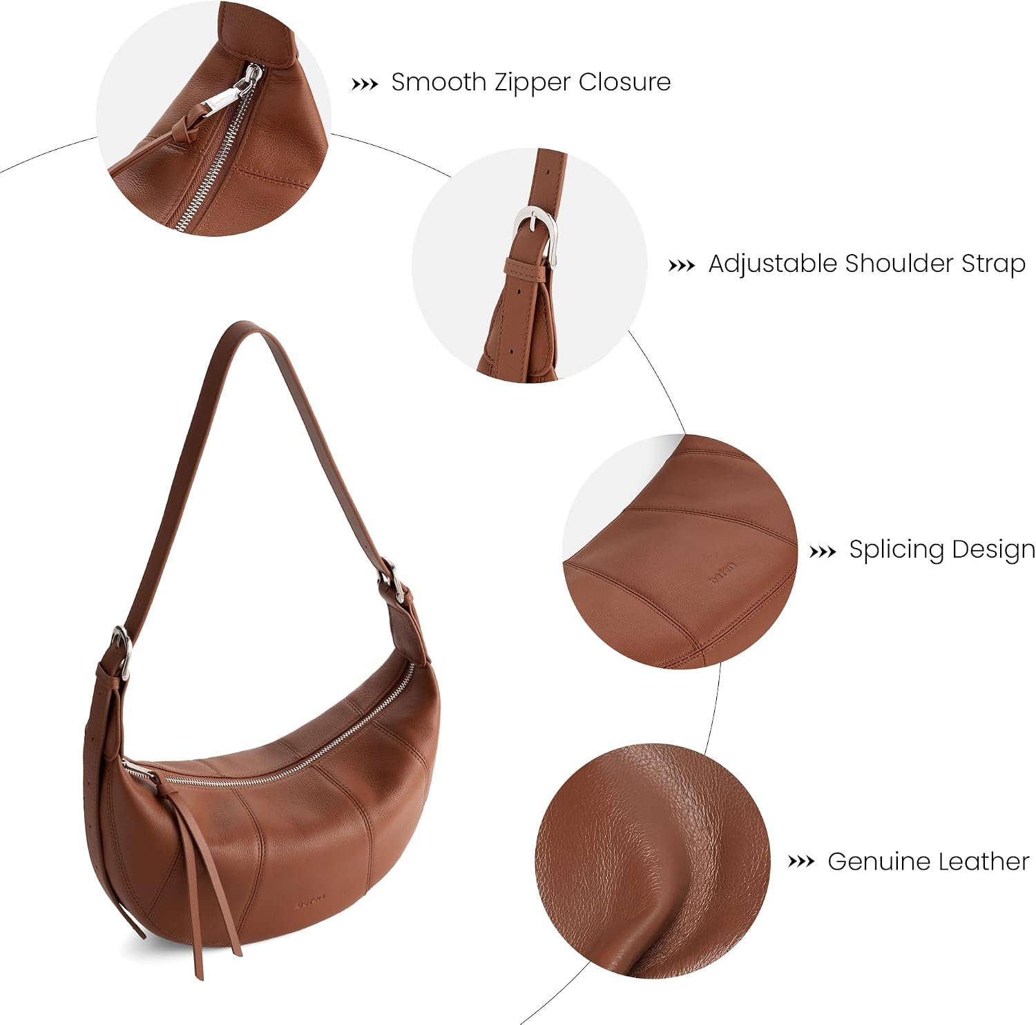 befen Genuine Leather Crossbody Sling Bags for Women with Rfid Blocking Trendy Crescent Purse Cross Body Shoulder Handbags - Image 7