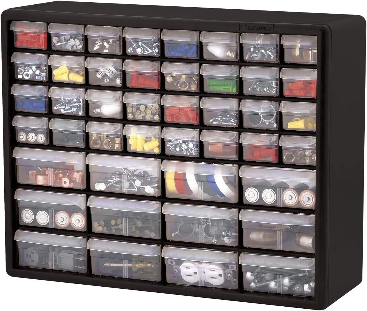 Akro-Mils 44-Drawer Plastic Storage Cabinet, 20"W x 6"D x 16"H, Black - Image 9