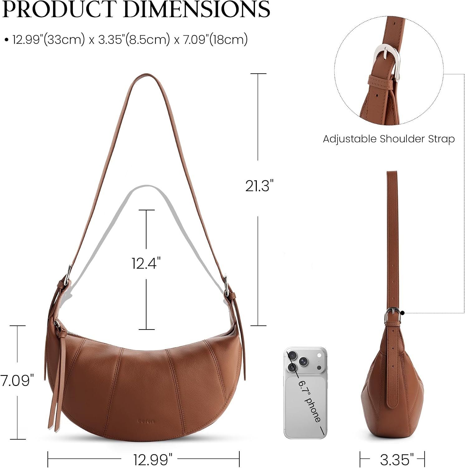 befen Genuine Leather Crossbody Sling Bags for Women with Rfid Blocking Trendy Crescent Purse Cross Body Shoulder Handbags - Image 6