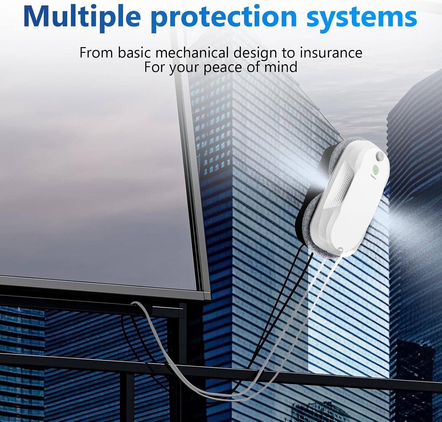 Tosima W5 Window Cleaning Robot, 6400Pa Max Adaptive Suction, Auto-Spray Smart Window Cleaner with Triple Safety System, Intelligent Navigation, Remote Control, for All Smooth Surfaces, White - Image 2