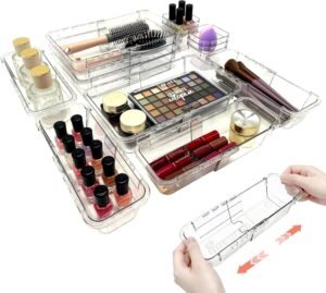 14 PCS Adjustable Clear Drawer Orga...
