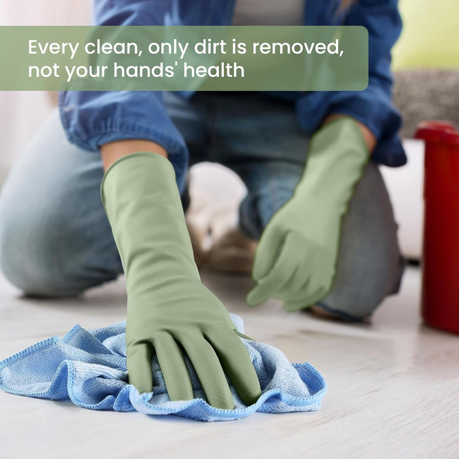 Rubber Cleaning Gloves for Dishwashing, 4 Pairs Reusable Kitchen Gloves for Washing Dishes and Household Cleaning, Colorful Dish Gloves with Flocked Lining and Non-Slip Grip, Pefect for Woman Men - M - Image 5