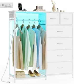 SONGMICS Dresser with Hanging Rod, ...