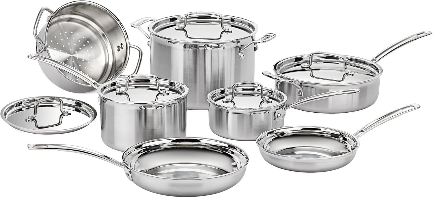 Cuisinart Stainless Steel Pots and Pans Set, Induction Compatible, 12 pc