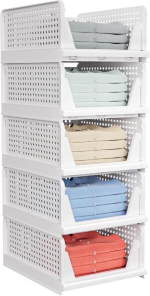 caktraie 5 Pack Stackable Closet St...
