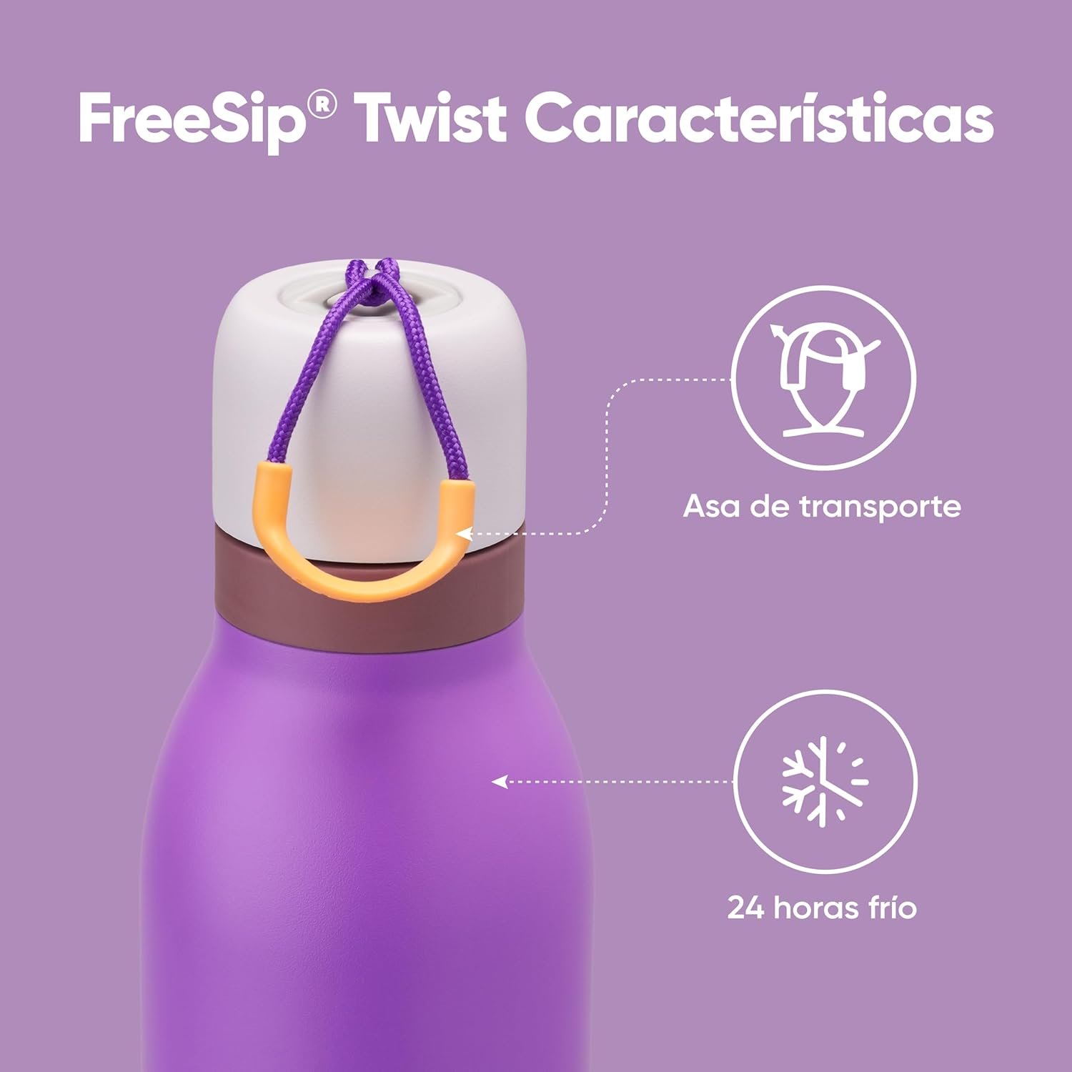 Owala FreeSip Twist Stainless Steel Water Bottle 24 oz California Grapevine - Image 2