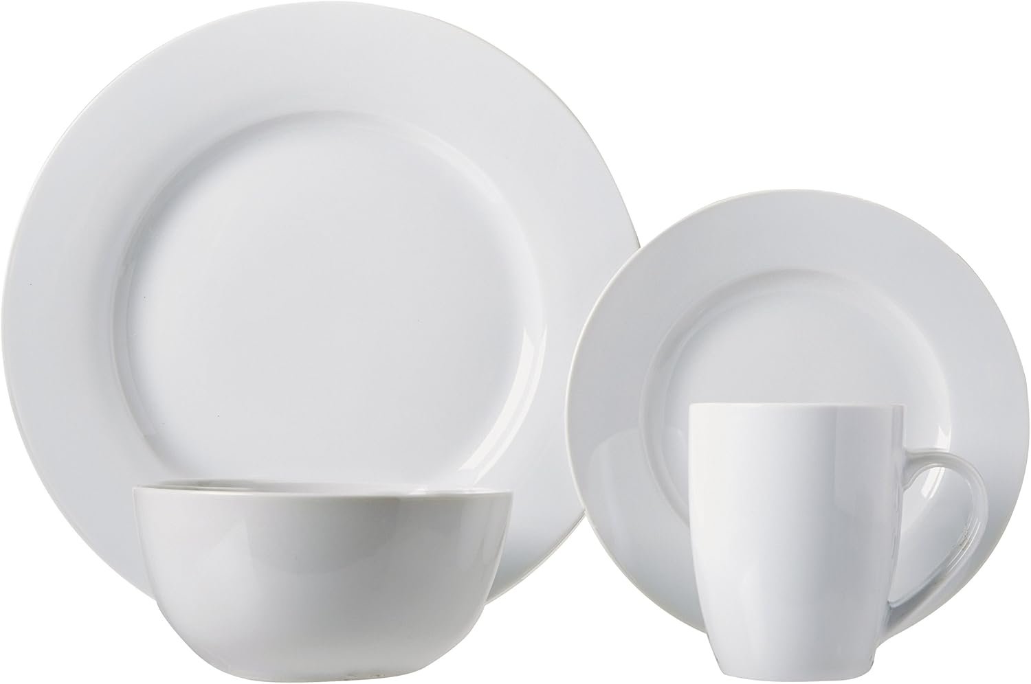 Amazon Basics 16-Piece Porcelain Dinnerware Set, Microwave and Dishwasher Safe, Service for 4, Plates, Bowls and Mugs, White - Image 5