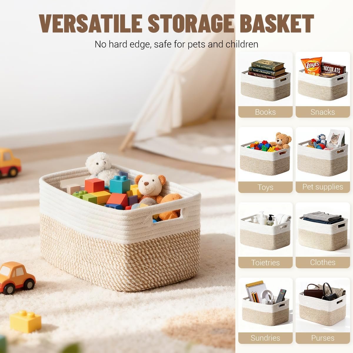 5 Pack Woven Storage Baskets, Decorative Storage Bins for Organizing - Image 5
