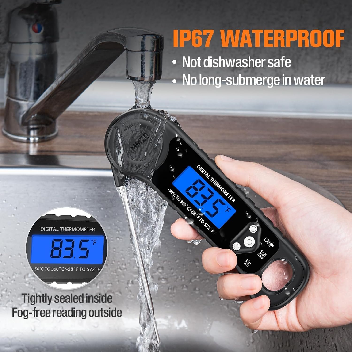 AMMZO Meat Thermometer Digital, Instant Read Food Thermometer for Cooking, Grilling, Baking, Frying & Candy Making, Essentials Kitchen Gadgets Accessory, Gifts for Men Women Dad Mom Birthday - Image 3
