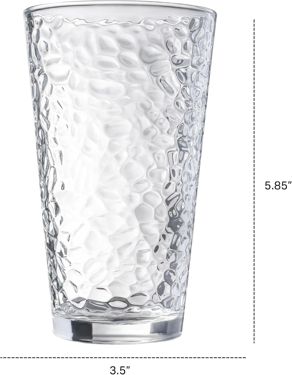 Le'raze Set of 10 Hammered Glass Cups, Clear Heavy Base Drinking Glasses - Image 7